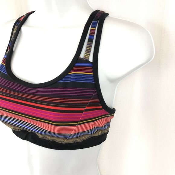 Athleta Womens Sports Bra XS Havana Fully Focused Athletic Straps Multi Stripe - Picture 3 of 7